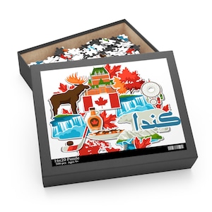 Canada Arabic Text Hand Drawn Doodle Colorful Jigsaw Puzzle (120, 252, 500-Piece)