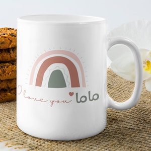 I love you mom, Arabic text, Arab mama, Rainbow, earth colors Mug