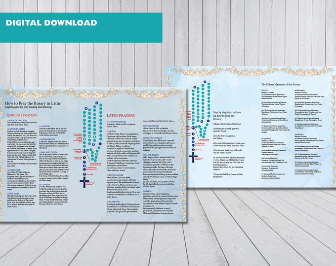 The Rosary in Latin: Prayer Cards Printable - Etsy