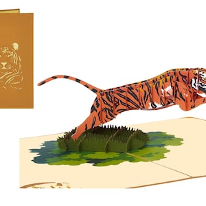Carte pop-up tigre, carte vierge tigre, carte tigre merci, carte d'anniversaire tigre, carte pop-up tigre de Pâques, cadeau tigre, carte d'anniversaire tigre