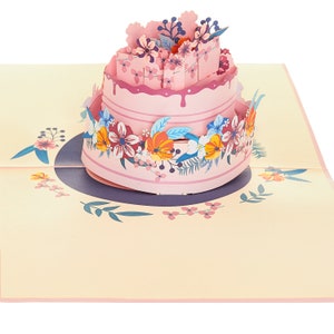 Geburtstagstorte Pop-up-Karte, 6 * 8 Zoll, Geburtstagskarte, Geburtstag Pop-up-Karte, Hochzeitstorte Pop-up-Karte, Geburtstagskarte, handgemachte Geburtstag