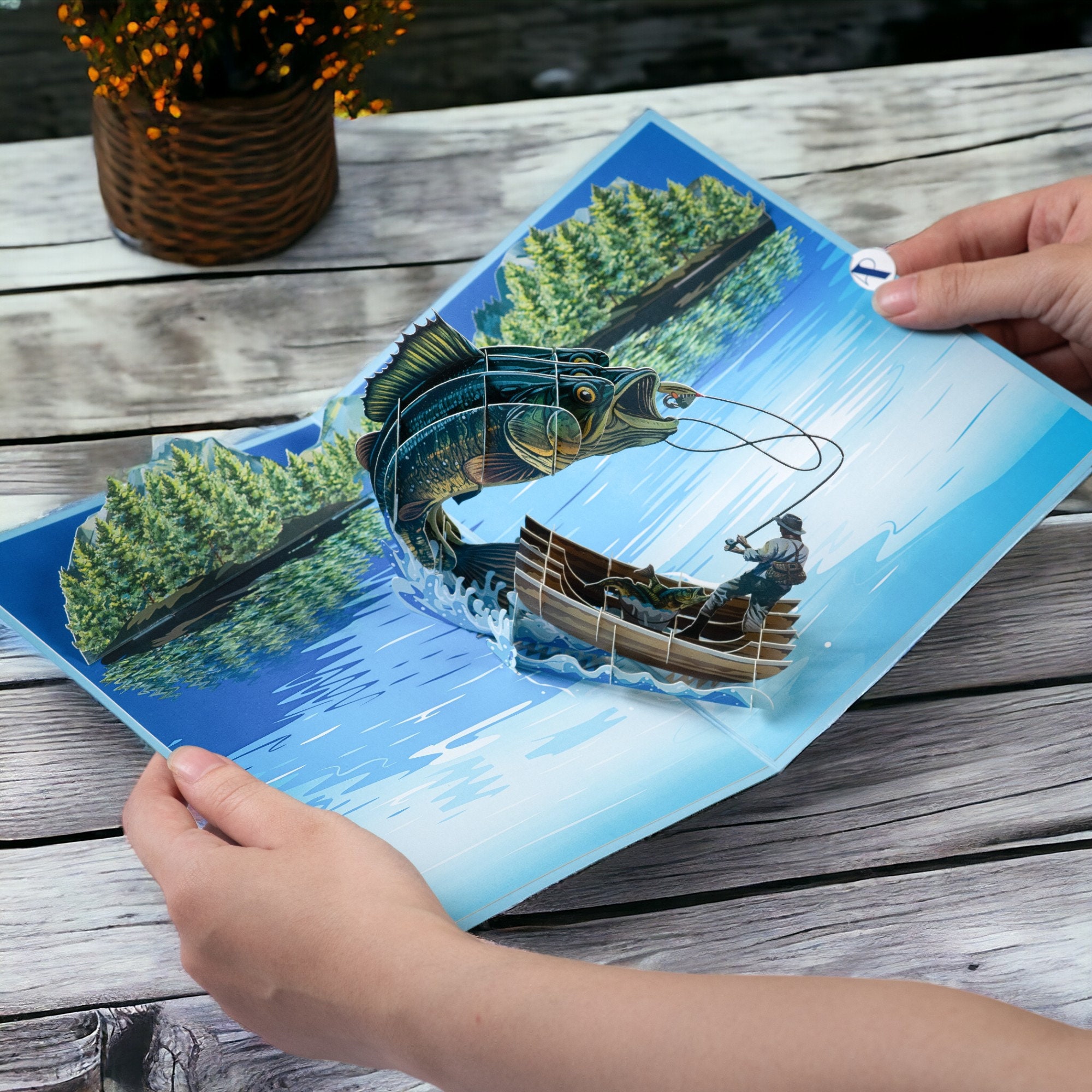 thumbnail image 2 of 3D Pop Up Fishing Card – Birthday, Father's Day, Get Well – Handmade Style 2 of 5