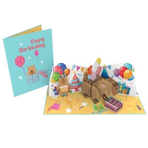Capybara Pop Up Geburtstagskarte, niedliche Capy Geburtstagskarte, Capybara Geschenke, Capybara Karte 3D, Capy Geburtstagskarte