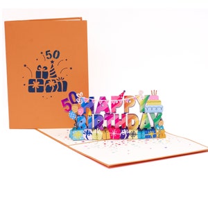 Happy Birthday 50th Pop Up Karte, Happy 50th Birthday Karte, 50th Birthday Karte für Mama, Papa, Alter 50 Geburtstagskarte, 50th Happy Birthday 3D