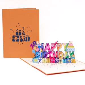Happy Birthday 18th Pop Up Karte, Geburtstagskarte Ideen zum 18., Geburtstagskarte für 18 Jahre alt, 18. Geburtstagskarte, Happy Birthday 18th Card