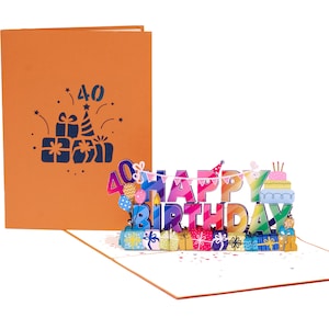 Happy Birthday 40th Pop Up Karte, 40. Geburtstagskarte, Geburtstagskarte für 40 Jahre, Geburtstagskarte für 40 Jahre