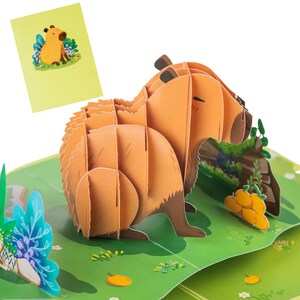 Carte pop-up Capybara, jolie carte de voeux d'anniversaire Capy, cadeaux Capybara, carte Capybara 3D, carte d'anniversaire Capy
