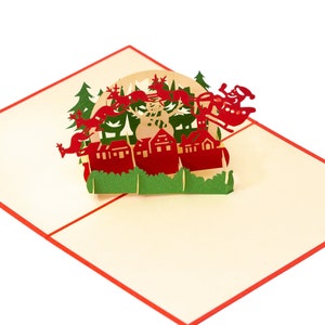 5pk Weihnachtsszene Pop Up Karte, 4x6&quot; Weihnachts Pop Up Karte, Frohe Weihnachten Karte Pop Up, Weihnachten 3D Karte, Weihnachts Pop Up Karte Pack