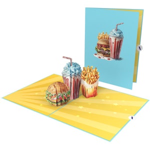 Biglietto pop-up per hamburger al formaggio, biglietto cheeseburger, biglietto di compleanno per hamburger, biglietto per amante dell'hamburger, biglietto di ringraziamento per hamburger, regalo hamburger