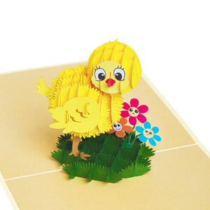 Carte pop-up de Pâques bébé poulet, carte de Pâques poulet pour enfants, première carte de Pâques, carte pour tout-petit, carte d'anniversaire de bébé, carte de baby shower