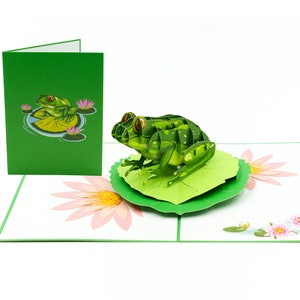 Carte pop-up grenouille verte, carte vierge grenouille, carte de Pâques grenouille, carte d'anniversaire grenouille pour enfants, cadeau grenouille, carte 3D grenouille anniversaire grenouille houblonnée, grenouille