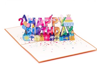 21st Birthday Pop Up Card: Handmade Laser Cut Greeting Card