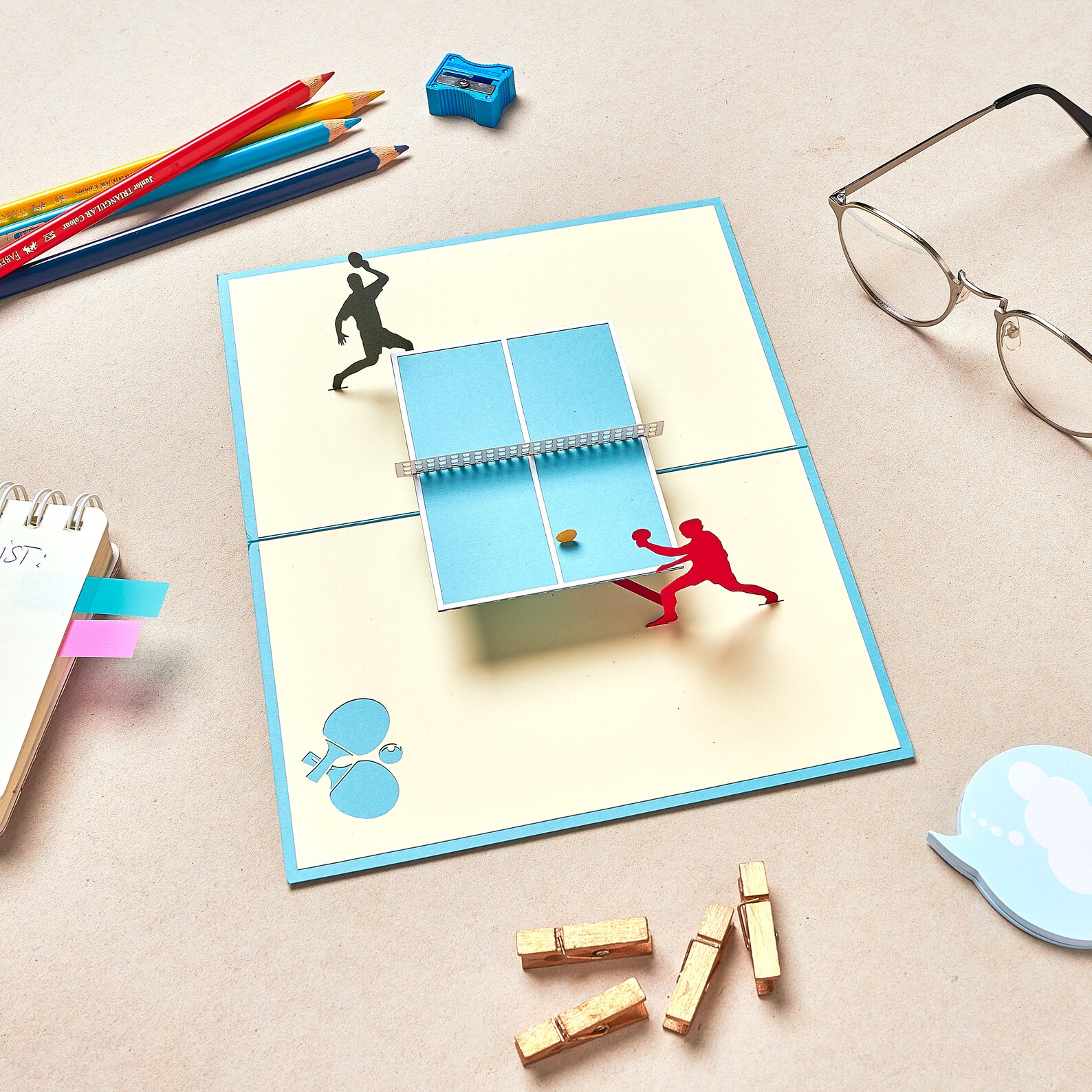 Ping Pong Pop Up Card Table Tennis Birthday Card Etsy