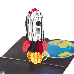 Rakete Pop Up Karte, Astronaut Geburtstagskarte, Dankeskarte, 6*8", Spaceship Karte, Science Lover Karte, Karte für Neffen, Karte für Enkel