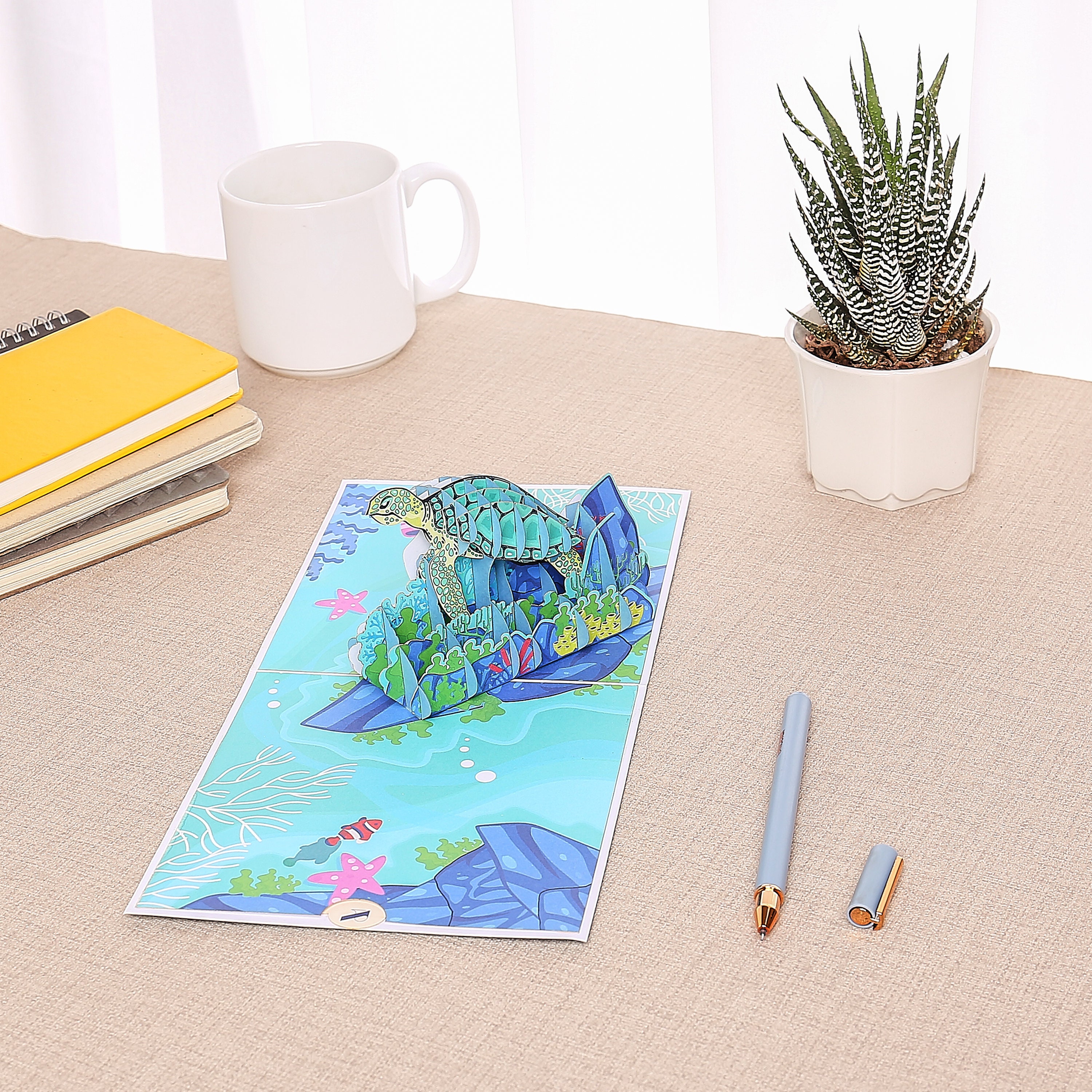 Turtle Pop up Card, Turtle Card, Marine Card, Turtle Thank You, Sea
