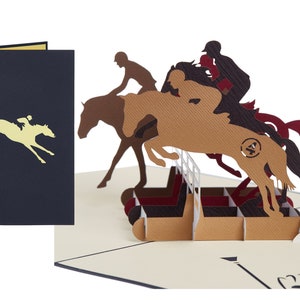 Carte pop-up de course de chevaux, carte de cheval vierge, carte d'anniversaire de cheval, carte de coureur de chevaux, carte d'anniversaire, carte équestre, rétablissement, félicitations