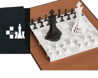 3D Chessboard Pop Up Card - Handmade Chess Lover Gift