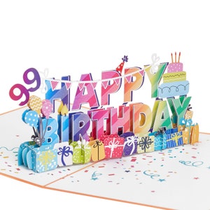 Happy Birthday 99th Pop Up Karte, 99. Geburtstagskarte, Happy 99th Birthday Karte, Age 99 Geburtstagskarte, Geburtstagskarte für 99 Jahre Handgemacht