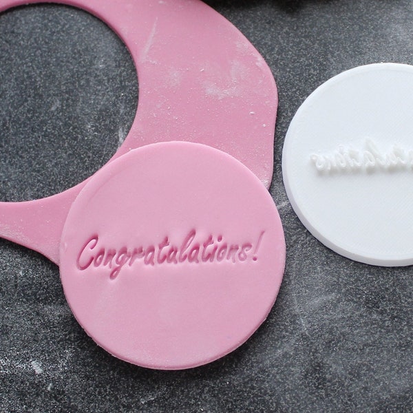 Congratulations, Icing Stamp, Embosser for Cupcake and Cookies, Icing toppers and cake decorating.