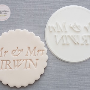 Personalised MR & MRS Wedding Icing Stamp, Embosser for Cupcake and Cookies, Icing toppers and Cake Decorating, Ideal Wedding favours