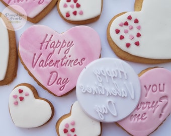 Happy Valentines Day icing stamp for cupake toppers, fondant embosser for cookie and biscuit decorating