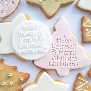 Have Yourself a Merry Little Christmas icing stamp fondant embosser for cupcake and cookies icing toppers and cake decorating.