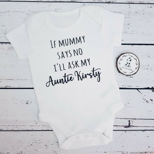 Personalised Baby Vest Funny Auntie Baby Vest Ideas Gift For Auntie Baby Grow Novelty Gift For New Baby