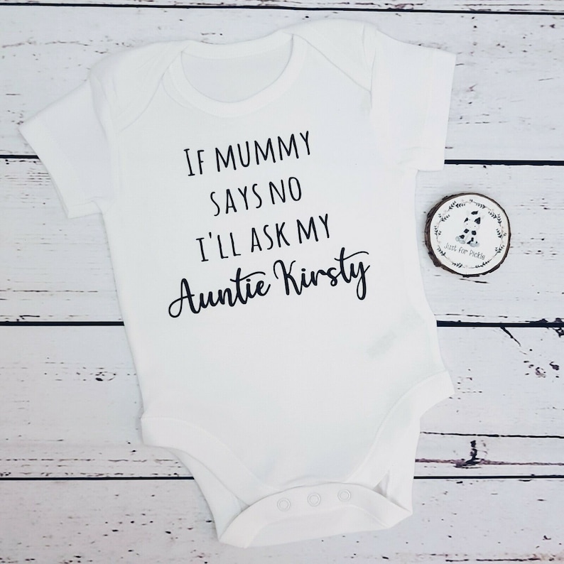 PERSONALISED If Mummy Says No I'll Ask Vest bodysuit, baby gift, baby baby grow, baby body suit, personalised baby gift, custom name Funny image 1