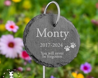 Engraved Pet Memorial Slate: Personalized Garden Grave Marker