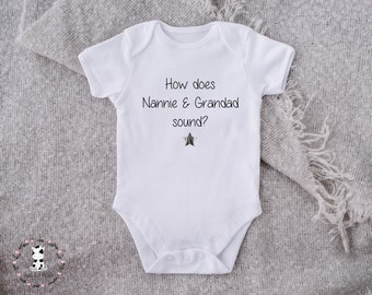 pregnancy reveal baby vest, how does nannie and grandad sound personalise