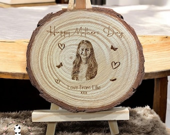 Custom Laser Engraved Photo on Wood Slice | Personalized Wedding Gift, Anniversary, Couple, Family Keepsake