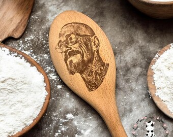 Engraved Wooden Spoon: Personalised Face Portrait Gag Gift