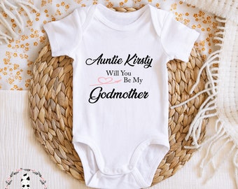 Personalized Godmother Proposal Baby Bodysuit, Pregnancy Announcement