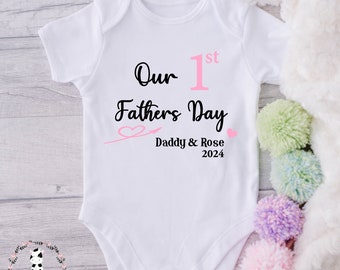 1st Father’s Day Personalised baby bodysuit vest grow our first fathers day