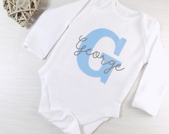 Personalised New Baby Name Initial Welcome Hello Newborn Gift New Mum Vest Grow