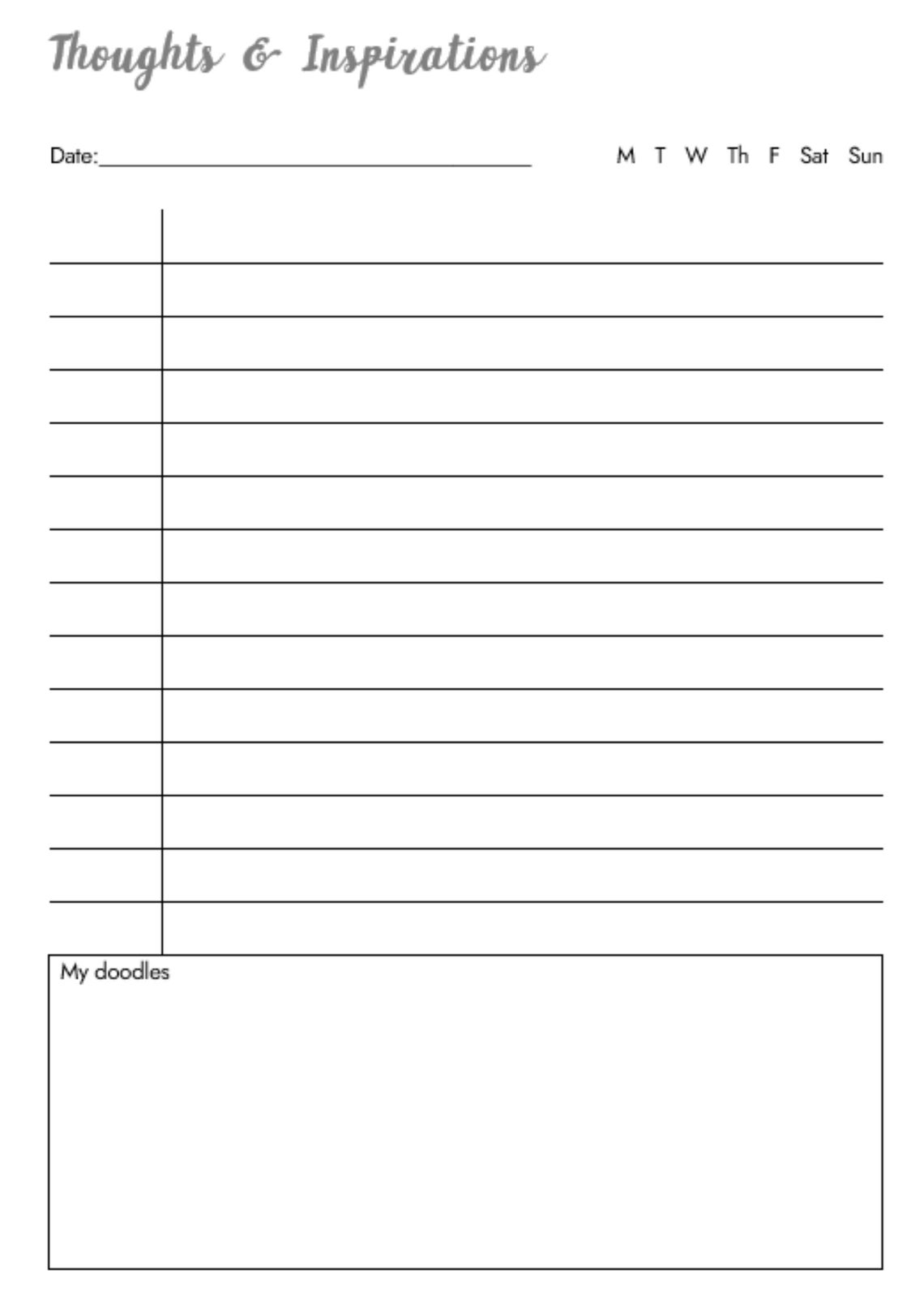 Printable Thoughts and Doodles Journal Digital Download A4 | Etsy