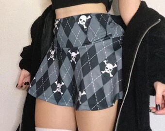 Devoid "Skull" Harajuku Skirt ~ Goth Lolita Streetwear Gothic Egirl Mini Skirt Grunge Aesthetic Anime Summer Edgy Techwear Darkwear 2021