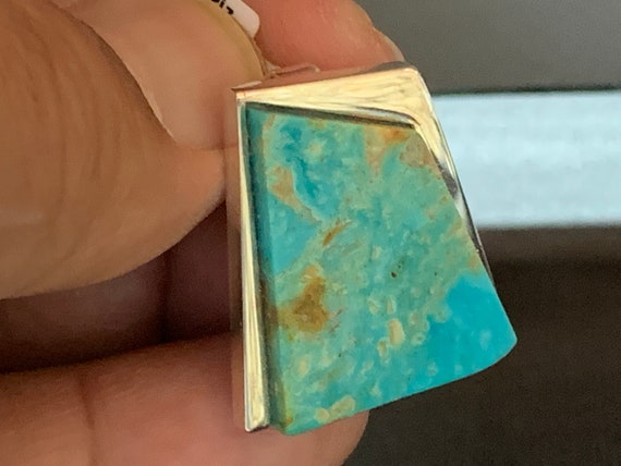 Real turquoise pendant in silver (925) sterling
