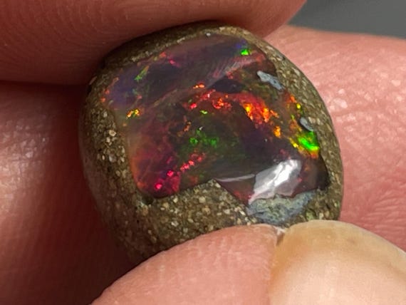 Genuine precious opal with matrix (Africa) pendant in sterling silver (925) in a special design