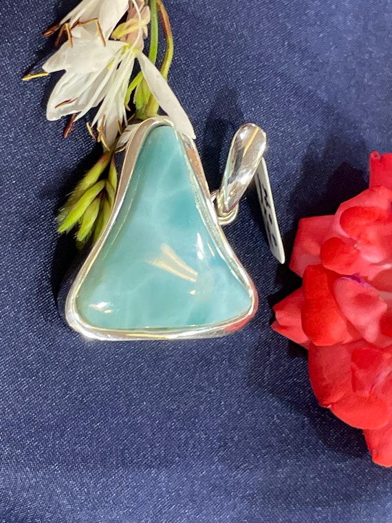 Very nice Larimar Pendant in an extravagant design with silver (925) sterling.