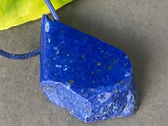 Drilled lapis lazuli pendant, deep blue tone, reversible, fantasy shape, gemstone pendant, gift for her
