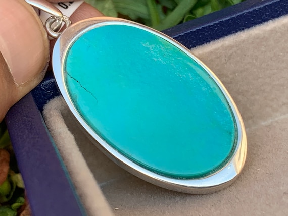 Real turquoise pendant in silver (925) sterling