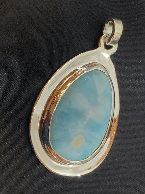 Very nice Larimar Pendant in an extravagant design with silver (925) sterling.
