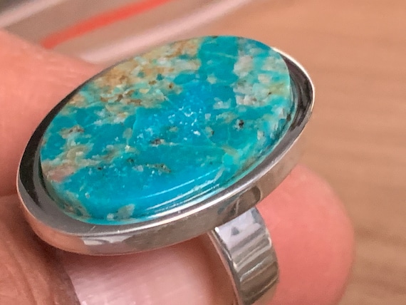 Real turquoise Ring in silver (925) sterling