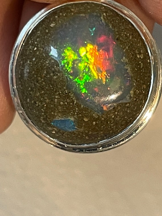 Genuine precious opal with matrix (Africa) pendant in sterling silver (925) in a special design