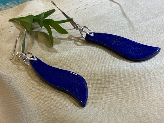 Beautiful  Lapislazuli Earrings handmade in silver 925 sterling
