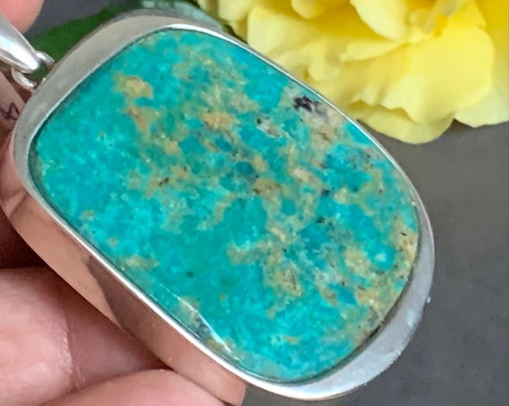 Real turquoise pendant in silver (925) sterling