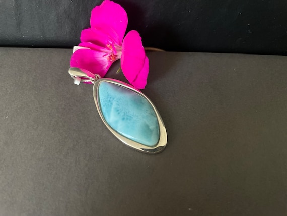Very nice Larimar Pendant in an extravagant design with silver (925) sterling.
