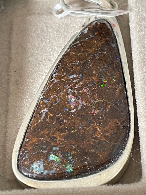 Boulder Opal (Australia) Pendant in Sterling Silver (925)