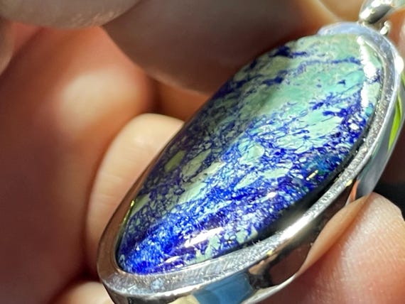 Azurite Chrysocolla Ring in Sterling Silver | Rare Color Combination | Handmade | Stylish Design with Meaning